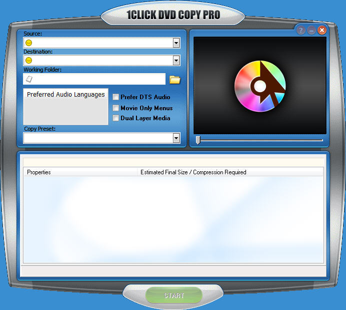 1Click DVD Copy Pro 5.0 : Main Interface