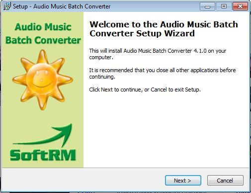 Audio Music Batch Converter 4.1 : Setup wizard
