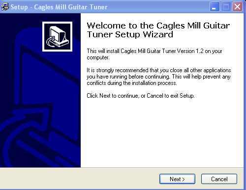 Cagles Mill Guitar Tuner 1.2 : Setup wizard