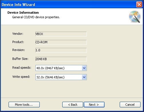 Disc Create Express 4.4 : Device Info Wizard