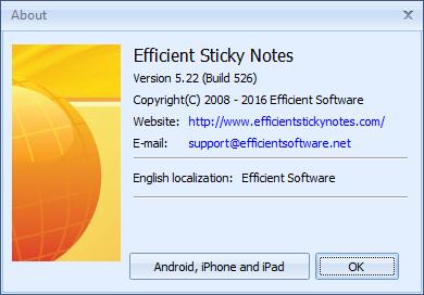 Efficient Sticky Notes 5.2 : About