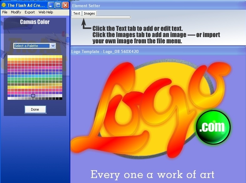 The Flash Ad Creator 2.5 : Logo creating process