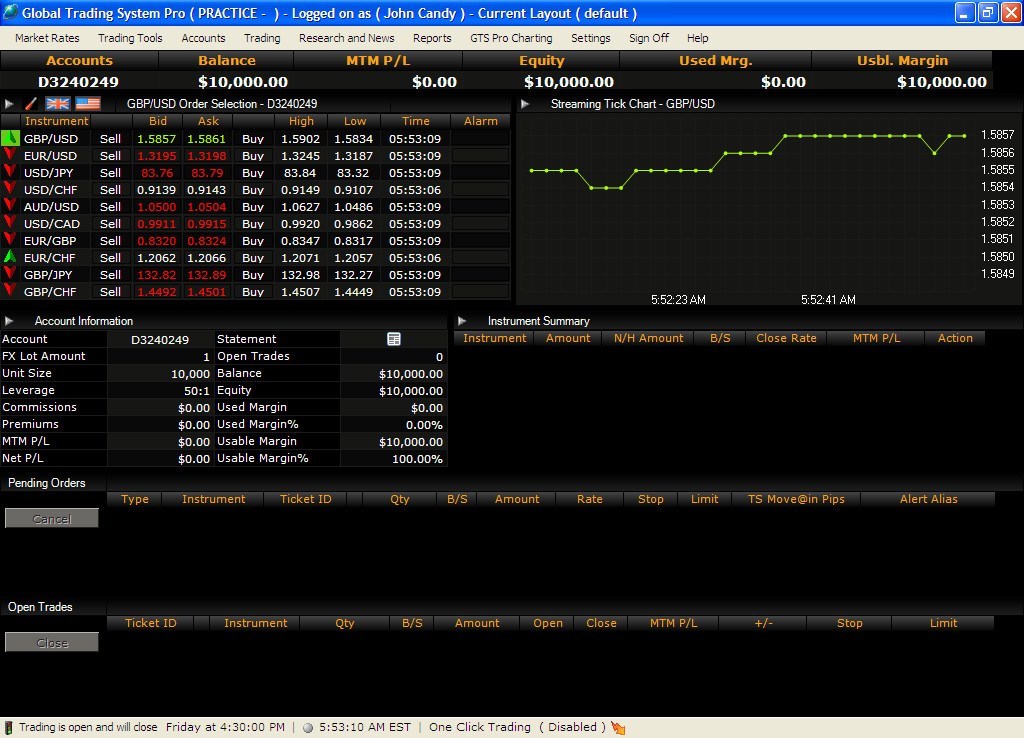 Global Trading System Pro 7.8 : Main window
