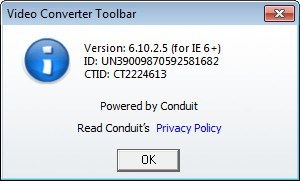 Video Converter Toolbar 6.1 : About Window