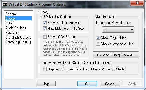 Virtual Dj Studio 6.9 : Display Options