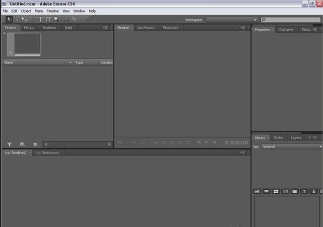 Adobe Encore CS4 4.0 : Main window