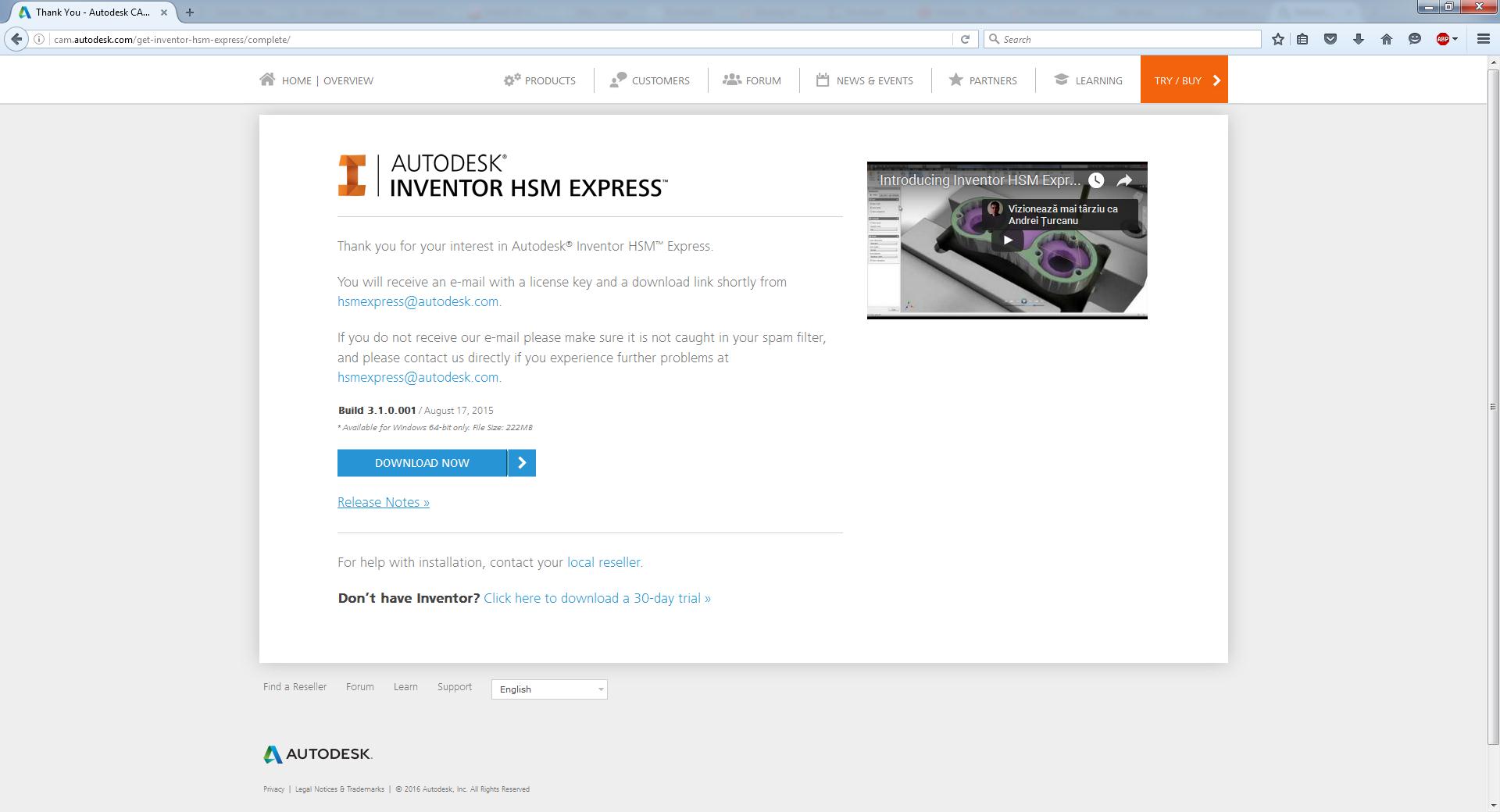 Autodesk Inventor HSM Express 3.1 : Main window