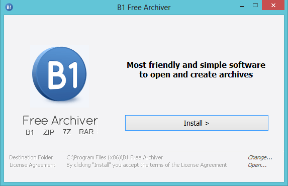 B1 Free Archiver 1.2 : Friendly Simple Archiver