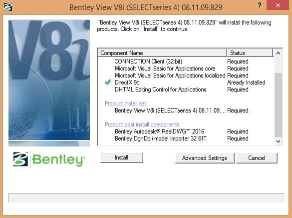 Bentley View (SELECTseries 4) : Setup Screen