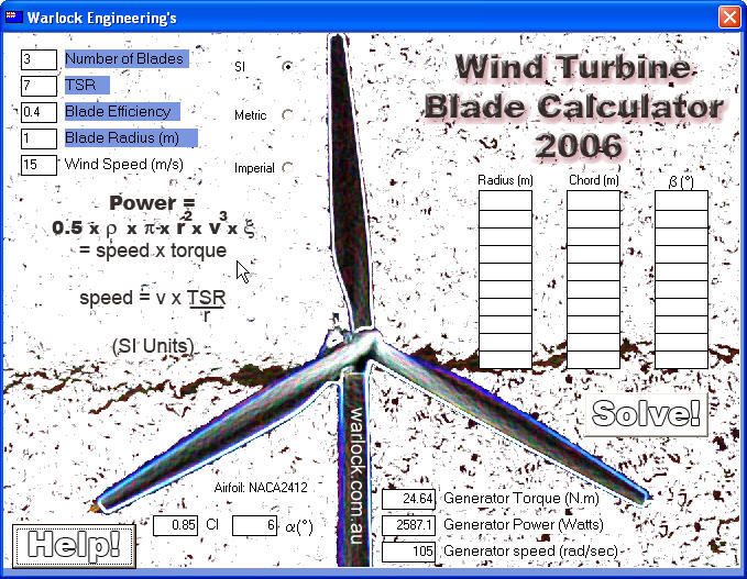 Blade Calculator 2006 1.0 : Main window
