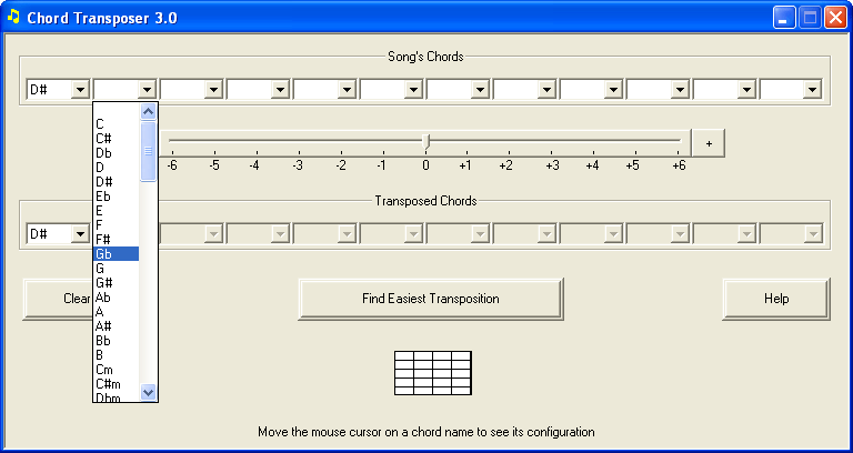 Chord Transposer 3.0 : Setting chords manually