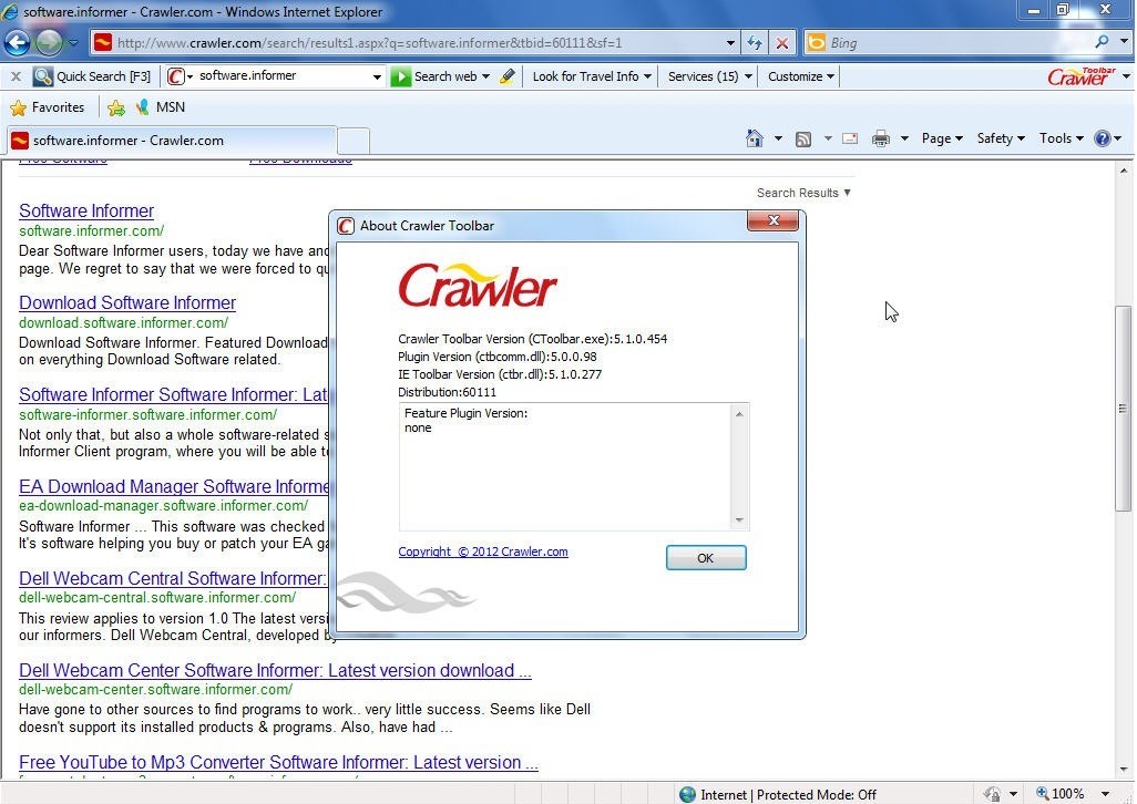 Crawler Toolbar : About Window