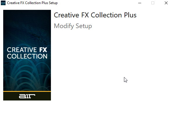 Creative FX Collection Plus 1.2 : Install window.