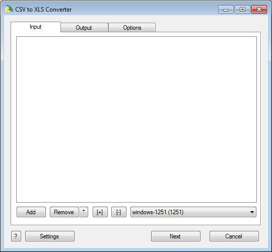 CSV to XLS Conveter 3.1 : Main window