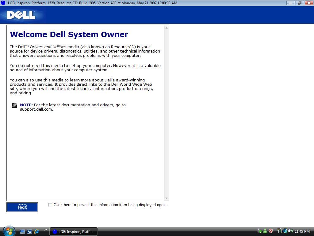Dell Resource CD : Welcome Screen
