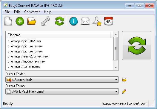 Easy2Convert RAW to JPG PRO 2.6 : Main window