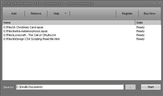 ePUB to Kindle Maker 2.1 : Adding Input Files