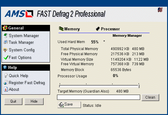 FAST Defrag Professional 2.3 : Main