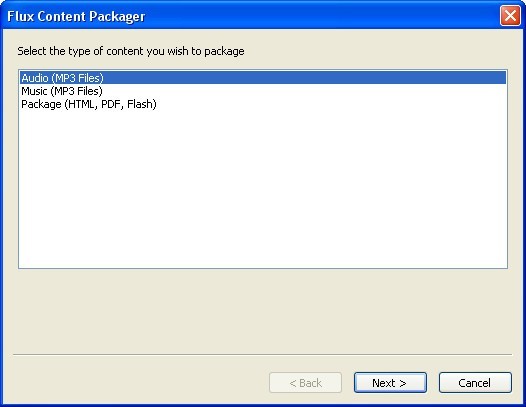 FlickRocket Content Tools 1.1 : Packager Window