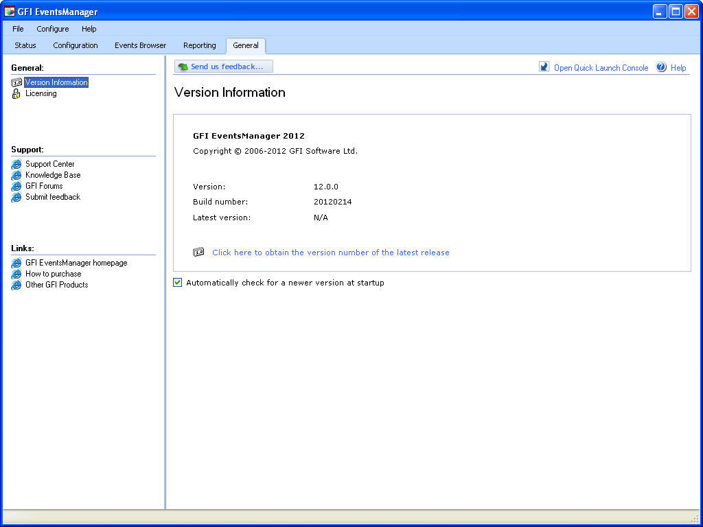 GFI EventsManager 12.0 : Main window
