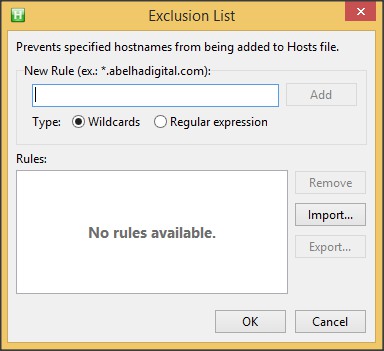 HostsMan 4.6 : Exclusion List Creation
