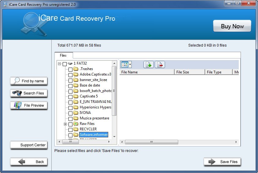 iCare Card Recovery Pro 2.0 : Results Window