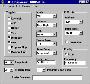 IC-R10 Programmer 4.5 : Main window