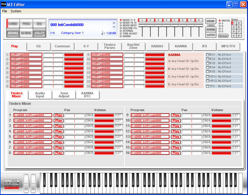 KORG M3 Plug-In Editor VST 2.2 : Main window