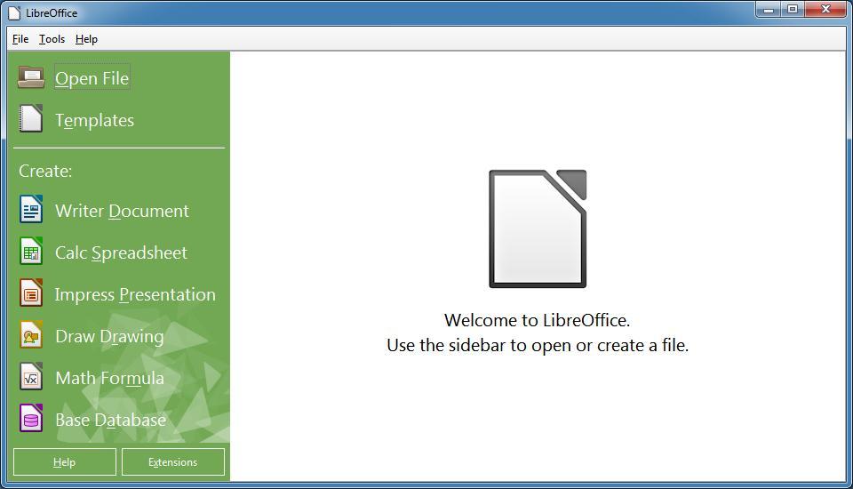 LibreOffice 4.3 : Main Window