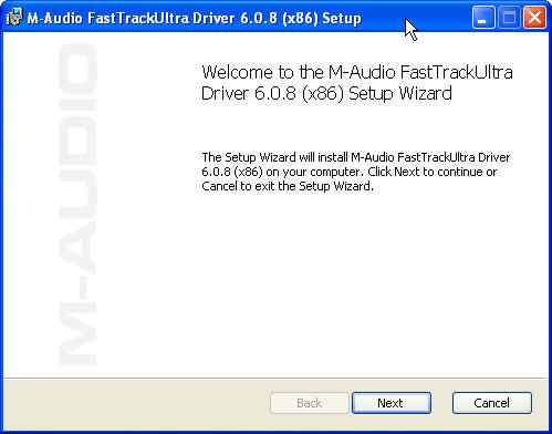 M-Audio FastTrackUltra Driver (x86) 6.0 : Setup Window