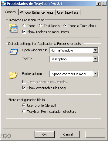 MetaProducts TrayIcon Pro 2.1 : Settings