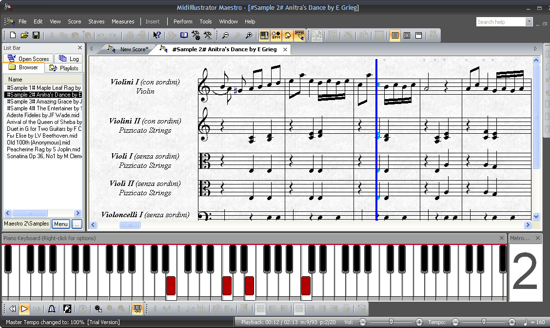 MidiIllustrator Maestro 2.0 : Playing score