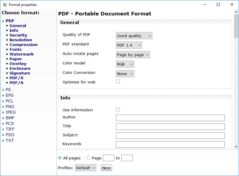 PDF24 Creator 8.0 : Format Properties