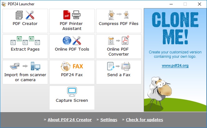 PDF24 Creator 8.0 : Initial Menu