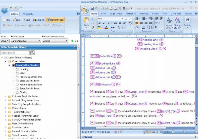 ProSystem fx Tax 1.0 : Main screen