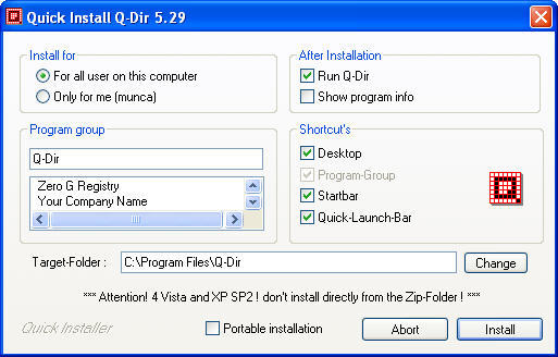 Q-Dir 5.2 : Setup Window