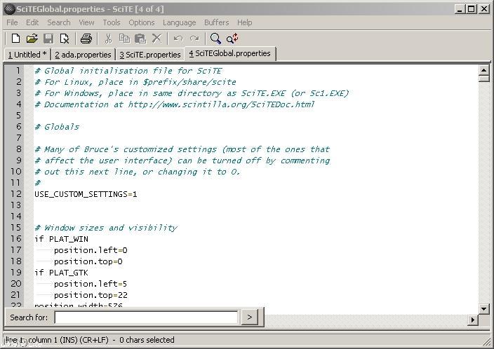 SciTE - Scintilla Text Editor with Extensions 1.7 : Properties