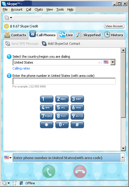Skype 3.6 : DialPad