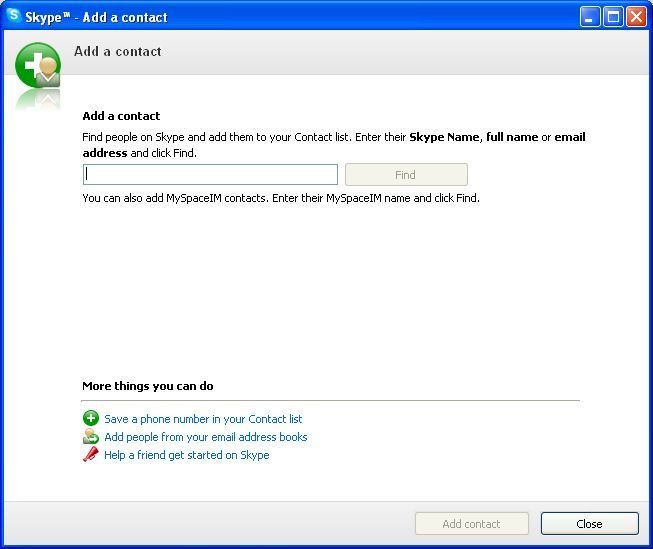Skype 4.1 : Add a contact