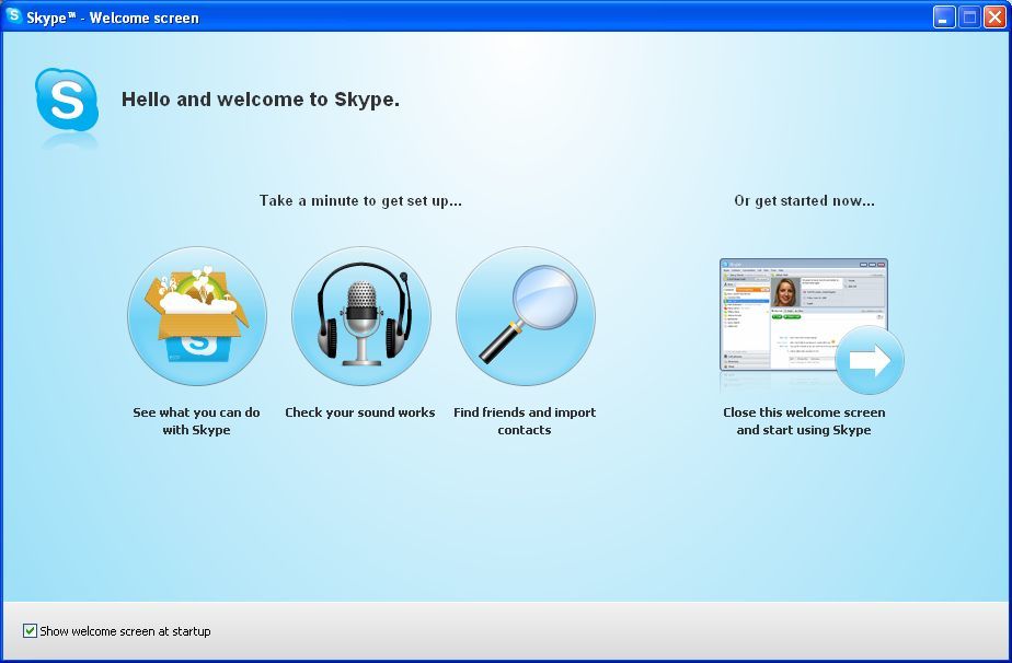Skype 4.1 : Welcome screen