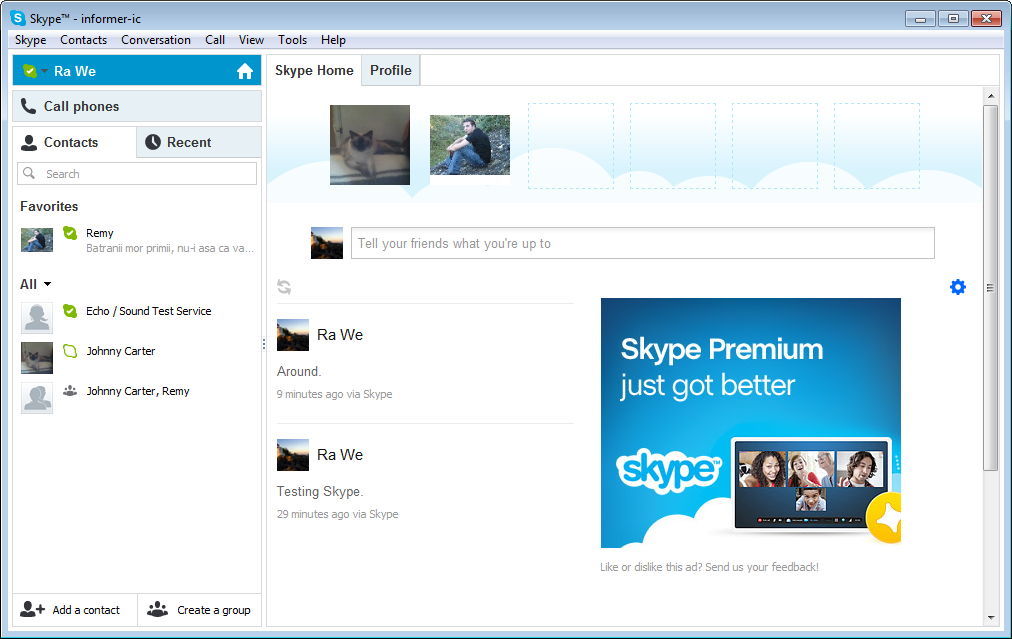 Skype 6.2 : Main Window