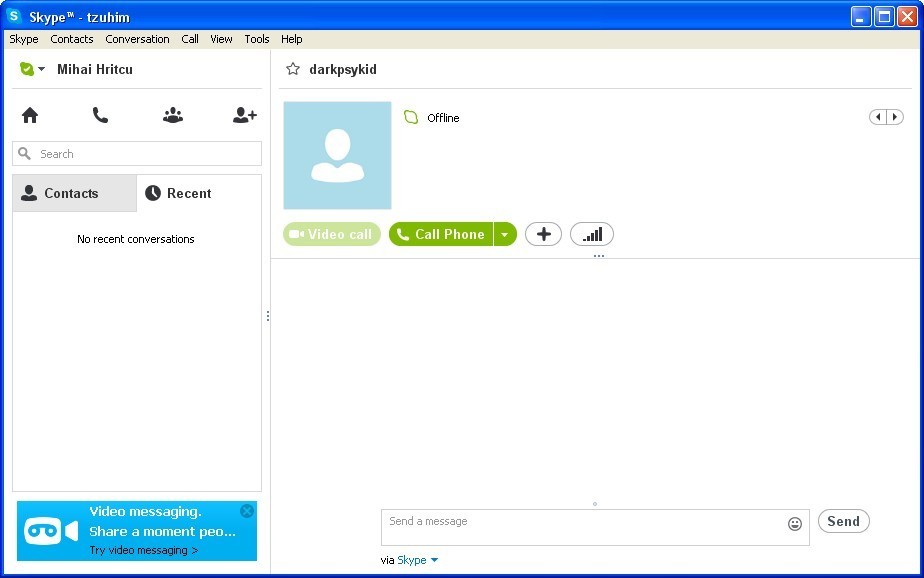 Skype 6.6 : Main window