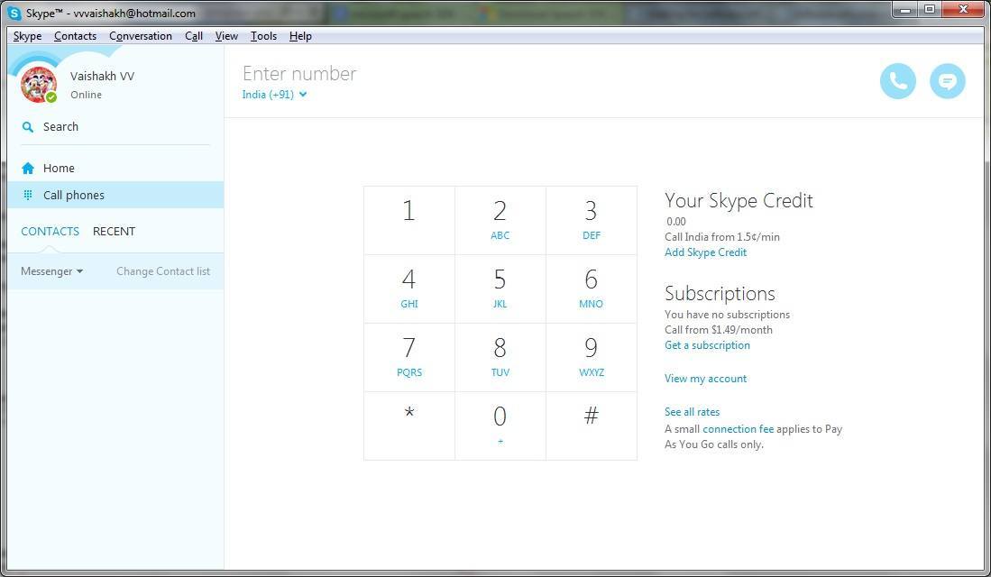 Skype 7.0 : Main Window