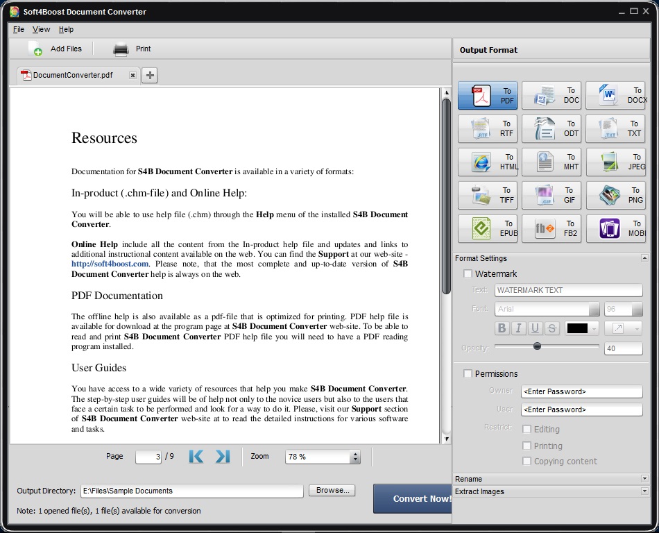 Soft4Boost Document Converter 4.7 : Protect PDF