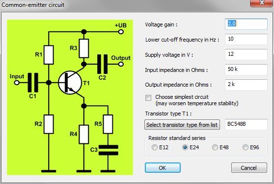 TransistorAmp 1.1 : Common-emitter circuit