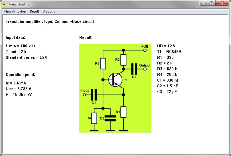 TransistorAmp 1.1 : Main Window