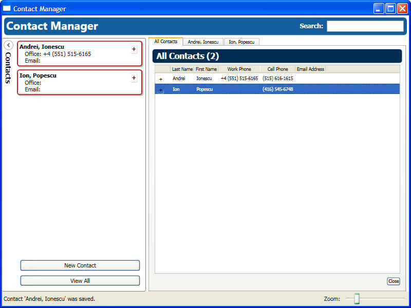 WPF Contact Manager 1.0 : Main window