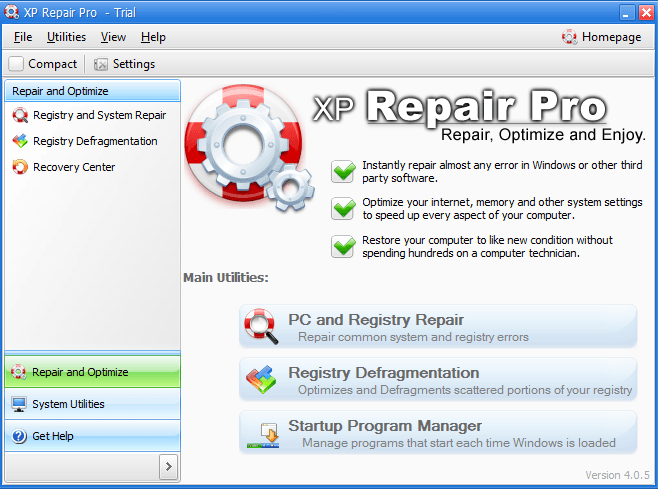 XP Repair Pro 3.5 : MAIN