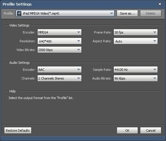 4Videosoft Blu-ray Ripper 5.0 : Profile Settings
