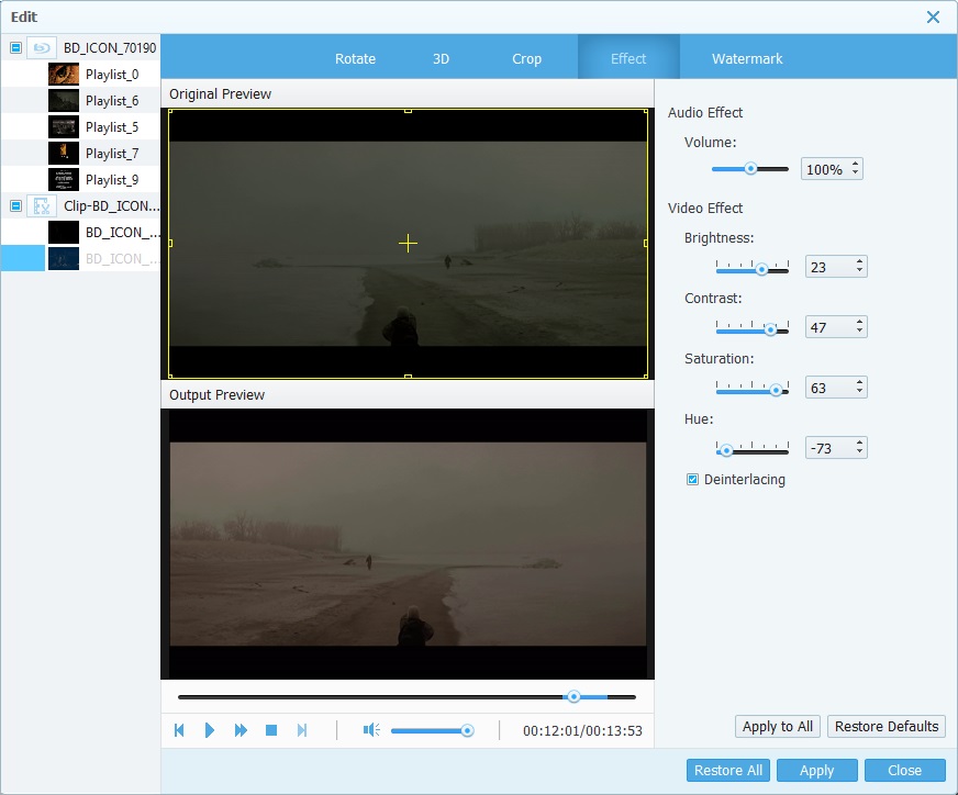 4Videosoft Blu-ray Ripper 6.2 : Video Effects
